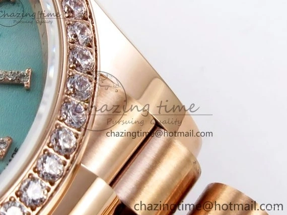 MiroTime 0321 ZipUp Day Date 36 RG TWSF Best Edition Blue Roman Diamonds Dial Diamonds Bezel on RG Bracelet A 1607